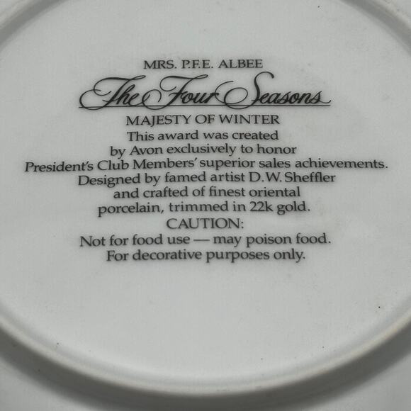 Avon P.F.E. Albee Four Seasons Collectible Decorative Plates Set - Picture 5 of 6